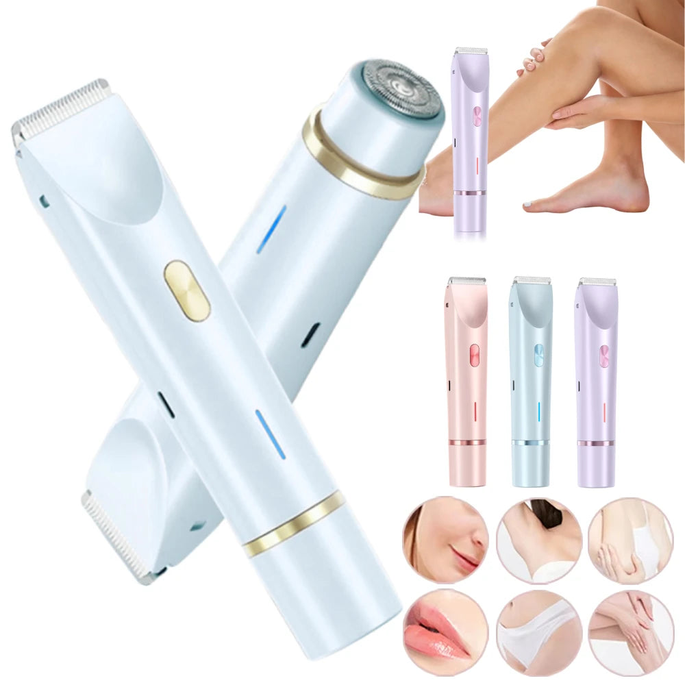 2In1 Electric Razors for Men Women Waterproof Facial Mustache Shavers Rechargeable Bikini Body Hair Trimmer Painless Epilator